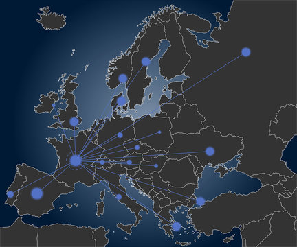 France-centered Europe Map