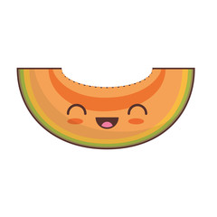 kawaii slice papaya fruit icon vector illustration eps 10