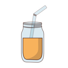 glass jar juice straw fresh vector illustration eps 10