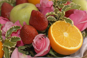 Composition of flowers and fruits