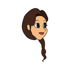 face of young woman with braid  icon image vector illustration design 