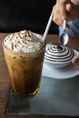 Set Of Iced Coffee And Banoffee Pie