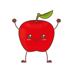 kawaii apple fruit image vector illustration eps 10