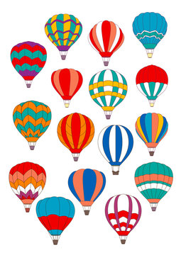 Air balloon vector isolated icons set