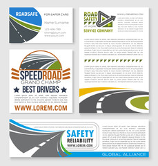 Speed road construction and service vector banners