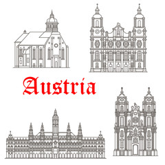 Fototapeta premium Austrian architecture buildings vector icons