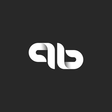 Logo qb letters combination, two initials q and b emblem mockup, 96 number symbol typography black and white design element