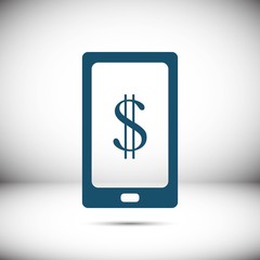 Smart phone with money dollars stock vector illustration flat design