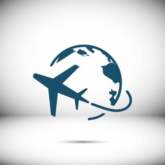 Fototapeta premium Plane Globe Icon stock vector illustration flat design
