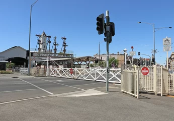 Papier Peint photo autocollant Gare The Ballarat Railway Station (1862) has the largest surviving interlocking swing gates in Victoria, Australia