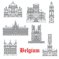 Fototapeta premium Architecture buildings of Belguim vector icons