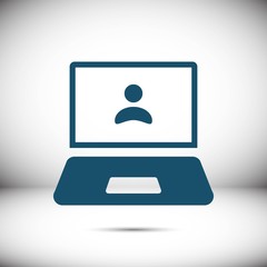 laptop with user icon in the middle vector illustration flat design