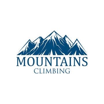 Mountain climbing sport vector icon