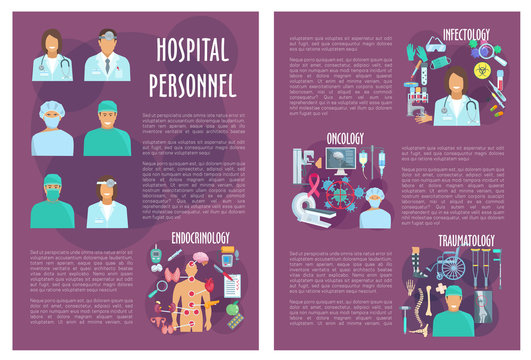 Hospital department personnel vector posters