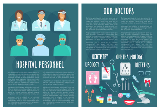 Hospital medical doctor personnel vector posters