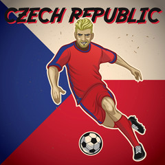 Czech Republic soccer player with flag background