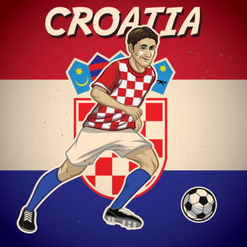 Croatia soccer player with flag background