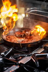 Meat with fire