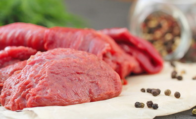 Raw beef with vegetables and spices