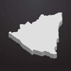 Nicaragua map in gray on a black background 3d
