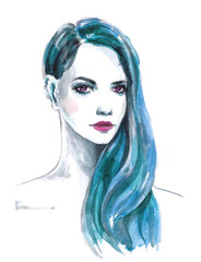 watercolor fashion girl portrait - 139790443