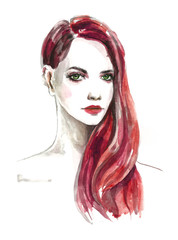 watercolor fashion girl portrait - 139790478