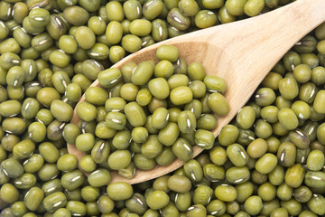 Mung bean in the wooden spoon