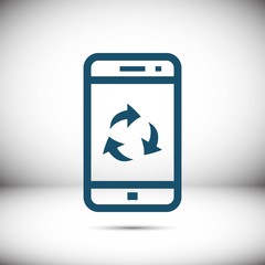 Recycle sign on smartphone screen icon stock vector illustration flat design