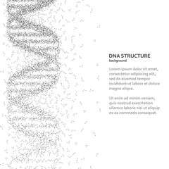 Grey DNA structure made of polygonal lines. Abstract background. Vector illustration.