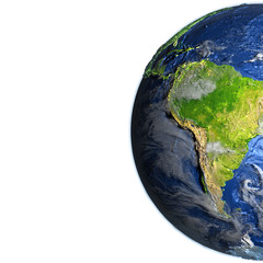 South America on Earth - visible ocean floor