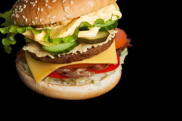 A delicious burger with bacon