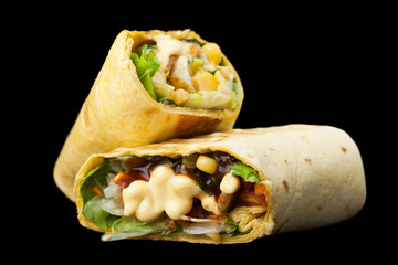 roll with chicken, vegetables