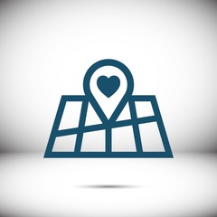 pointer pin up icon with heart stock vector illustration flat design