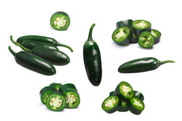 Set of unripe Serrano peppers, paths