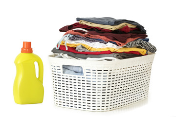 Laundry basket on white background