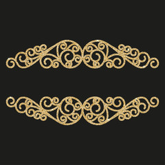 Decorative gold glitter frame. Vector illustration.