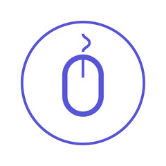 Computer mouse circular line icon. Round sign. Flat style vector symbol