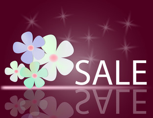 Sale Background with Colorful Flowers for your design. Vector Illustration