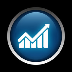 Business graph icon on a circle isolated on a black background