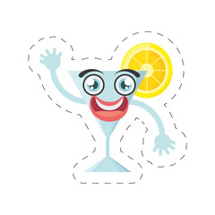 cartoon glass cup cocktail party cut line vector illustration eps 10