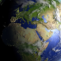 EMEA region on realistic model of Earth