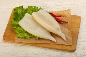 Raw squid fillet