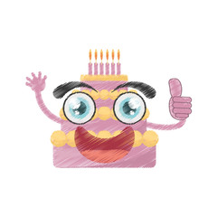 Fototapeta premium drawing sweet cake birthday vector illustration eps 10