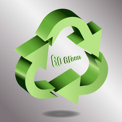 Vector illustration of 3d arrows, logo design. Recycle symbol isolated on white. Symbol of recycle, refresh or endless movement