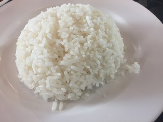 Thai jasmine cooked rice on plate