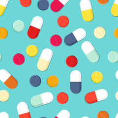 Seamless pattern with medicine pills