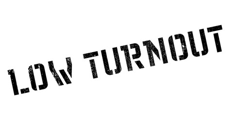 Low Turnout rubber stamp. Grunge design with dust scratches. Effects can be easily removed for a clean, crisp look. Color is easily changed.