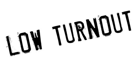 Low Turnout rubber stamp. Grunge design with dust scratches. Effects can be easily removed for a clean, crisp look. Color is easily changed.