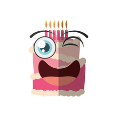 cartoon cake candle sweet wink vector illustration eps 10