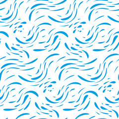 Blue wavy abstract seamless pattern